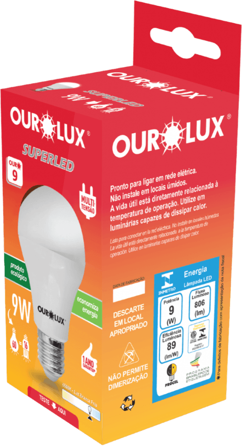 Lampada Ourolux Superled Ouro 9w Biv 6500k Cx