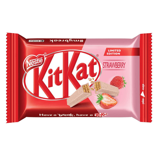 Wafer Recheio E Cobertura Leite Com Morango Kitkat Pacote 41,5g