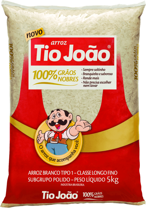 Arroz Tio João 100% Grãos Nobres Tipo 1 Classe Longo Fino 5kg