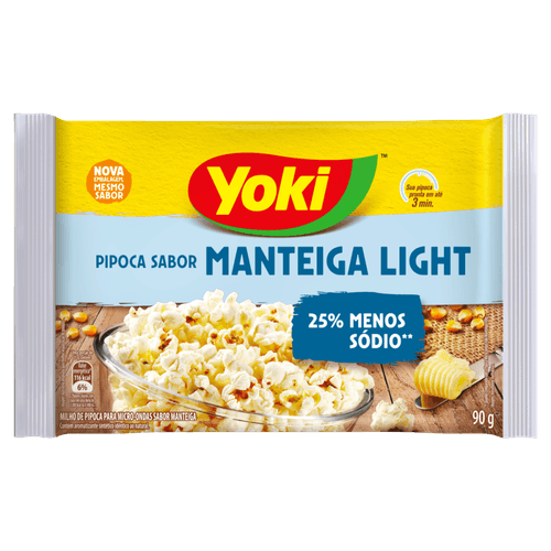 Milho de Pipoca para Micro-Ondas Manteiga Light Yoki Pacote 90g