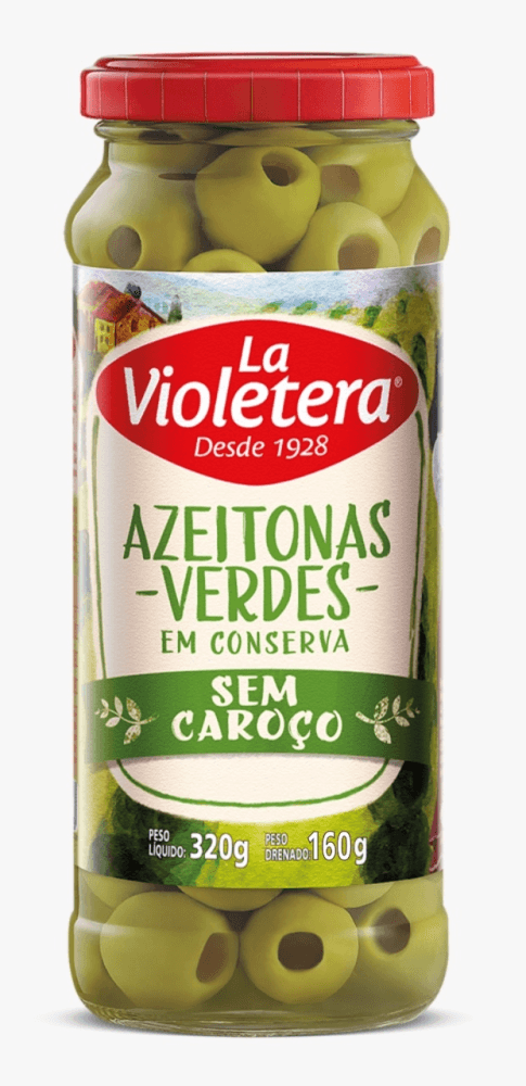 Azeitona Verde La Violetera 160g Vidro Sem Caroço