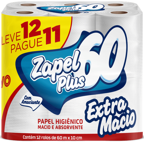 Papel Higiênico Folha Simples Zapel 60 Metros Embalagem Promocional