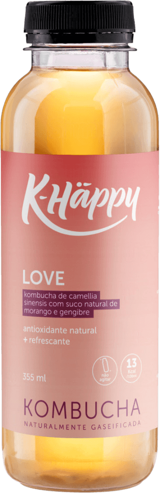 Bebida Kombucha Khappy Morango E Gengibre 355ml