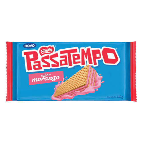 Biscoito Wafer Recheio Morango Passatempo Pacote 110g