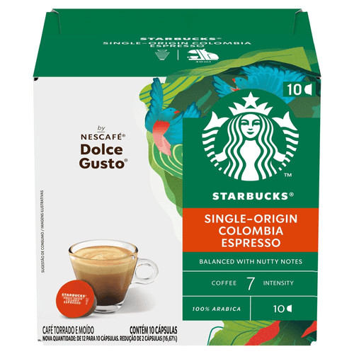 Café em Cápsula Espresso 100% Arábica Starbucks Single-Origin Colombia Caixa 66g 12 Unidades 5,5g Cada