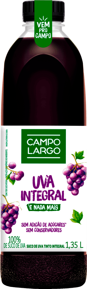 Suco Integral Uva Tinto sem Adição de Açúcar Campo Largo Garrafa 1,35l