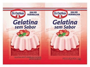 Gelatina Dr.Oetker em Pó sem Sabor vermelha 2 unidades com 24 g cada