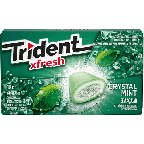 Goma De Mascar Menta Zero Açúcar Trident Xfresh Caixa 18g 9 Unidades