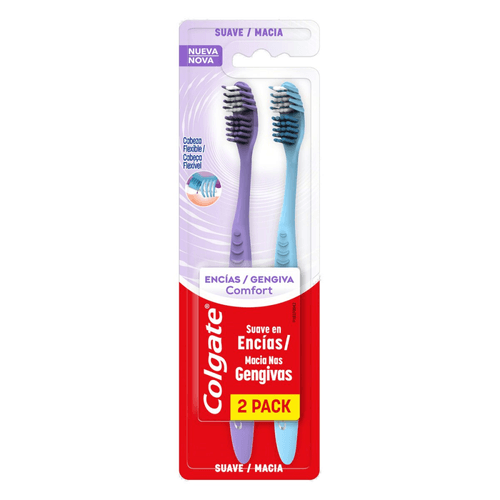 Escova Dental Macia Colgate Gengiva Comfort Cabeça Compacta 2 Unidades