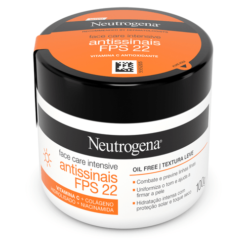 Creme Antissinais Intensivo Facial FPS 22 Vitamina C, Colágeno Hidrolisado e Niacinamida  Neutrogena Pote 100g