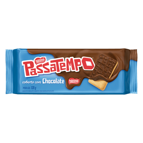 Biscoito com Leite Cobertura Chocolate ao Leite Passatempo Pacote 120g