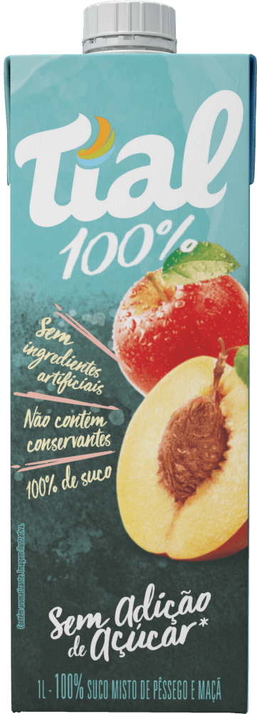 Suco Misto de Maçã e Pêssego sem Adição de Açúcar Tial 100% Caixa 1l