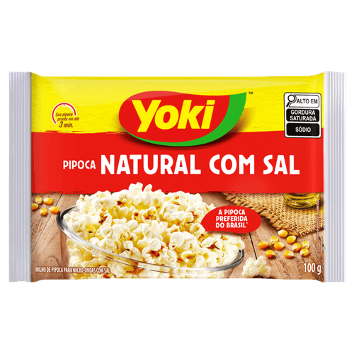 Milho de Pipoca para Micro-Ondas Natural com Sal Yoki Pacote 100g