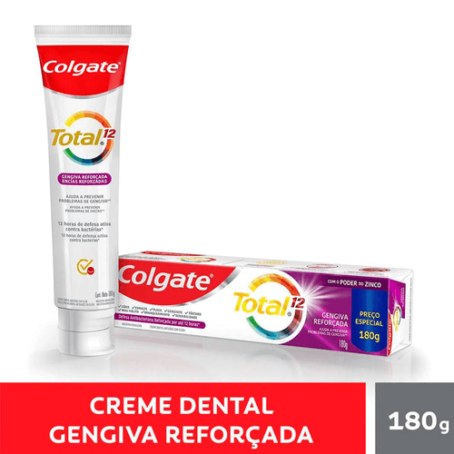 Creme Dental Anticárie com Flúor Colgate Total 12 Gengiva Reforçada Caixa 180g Preço Especial