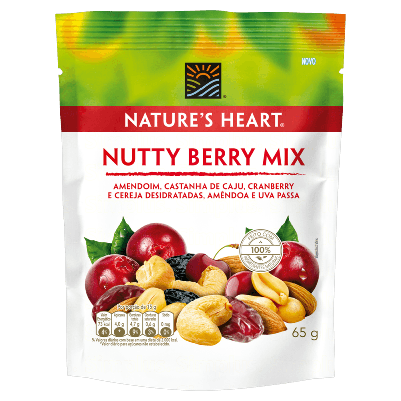 Mix-de-Frutas-e-Sementes-Nutty-Berry-Amendoim-Castanha-de-Caju-Cranberry-e-Cereja-Desidratadas-Amendoa-e-Uva-Passa-Nature-s-Heart-Pouch-65g