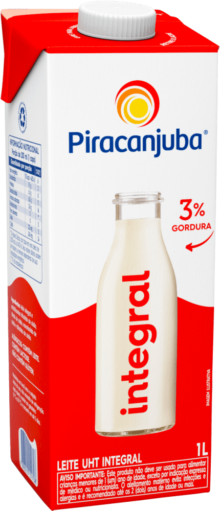 Leite UHT Integral Piracanjuba Caixa com Tampa 1l