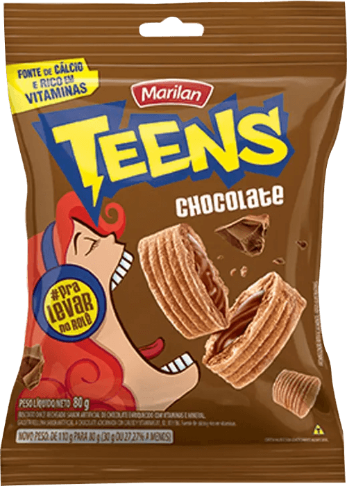 Biscoito Doce Recheio de Chocolate Marilan Teens Pacote 30g