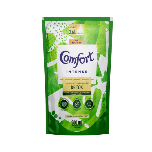Amaciante de Roupa Concentrado Detox Comfort Intense Sachê 900ml Refil Embalagem Econômica