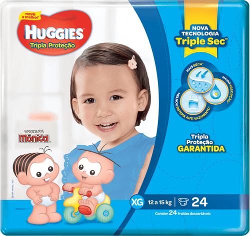 Fralda Descartável Infantil Huggies Tripla Proteção Xg Pacote 24 Unidades