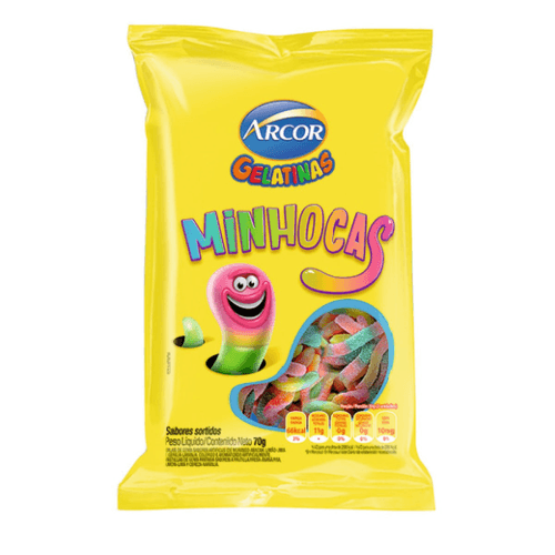 Bala Arcor Gelatinas Minhocas 70g