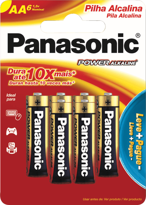 Pilha Alcalina Aa Panasonic Power Alkaline 6 Unidades 1,5v Leve Mais Pague Menos