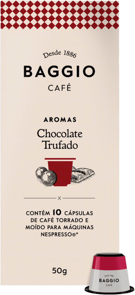 Café em Cápsula Torrado e Moído Chocolate Trufado 100% Coffea Arabica Baggio Aromas Caixa 50g 10 Unidades