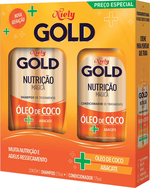 Kit Niely Gold Hidratação Milagrosa Shampoo 275ml + Condicionador 175ml