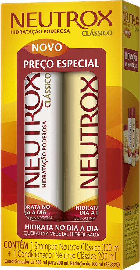 Kit-Shampoo-300ml---Condicionador-200ml-Queratina-Vegetal-Hidrolisada-Neutrox-Classico-Preco-Especial