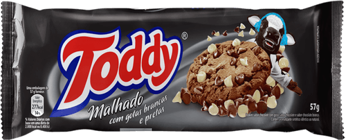 Biscoito Cookie Chocolate Malhado com Gotas de Chocolate Branco e Preto Toddy Pacote 57g