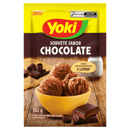 Pó para o Preparo de Sorvete Chocolate Yoki Pacote 150g