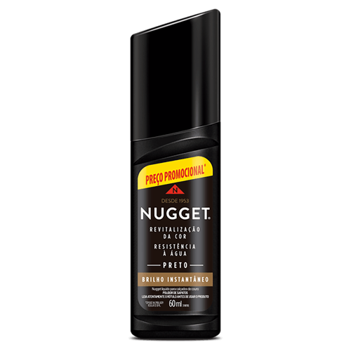 Polidor de Sapato Líquido para Calçados de Couro Preto Nugget Frasco 60ml Preço Promocional