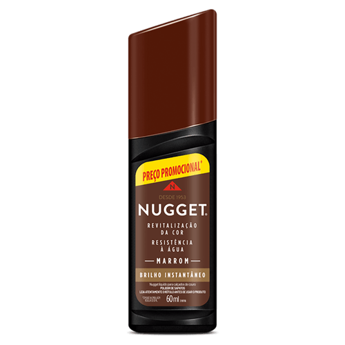 Polidor de Sapato Líquido para Calçados de Couro Marrom Nugget Frasco 60ml Preço Promocional