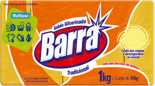 Sabão Barra Glicerinado Tradicional Barra Pacote 1kg 5 Unidades