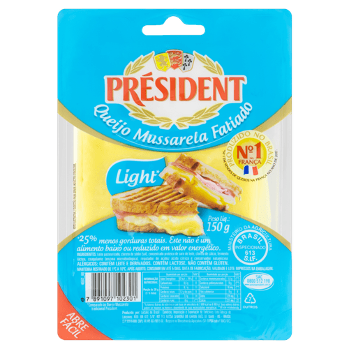 Queijo Mussarela Fatiado Light Président 150g