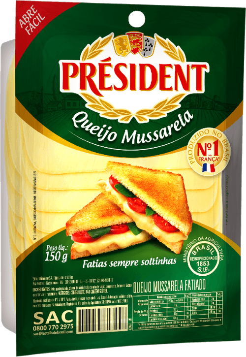 Queijo Mussarela Fatiado Président Pacote 150g