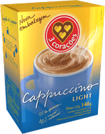 Mistura-para-Preparo-de-Cappuccino-Soluvel-Light-3-Coracoes-Caixa-140g-10-Unidades-de-14g-Cada