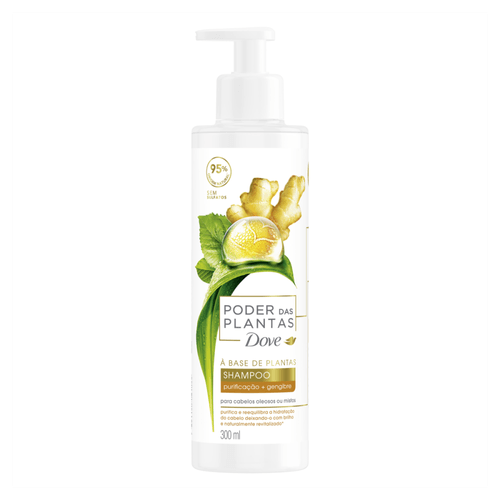 Shampoo à Base de Plantas Dove Poder das Plantas Purificação + Gengibre Frasco 300ml Pump