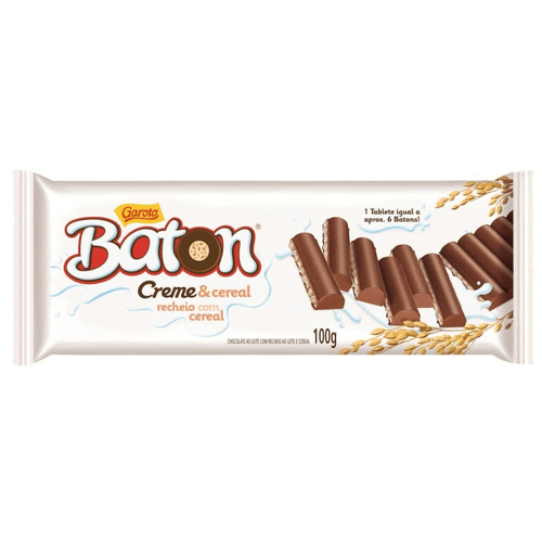 CHOC GAROTO BATON 100G-TA CREME /CEREAL