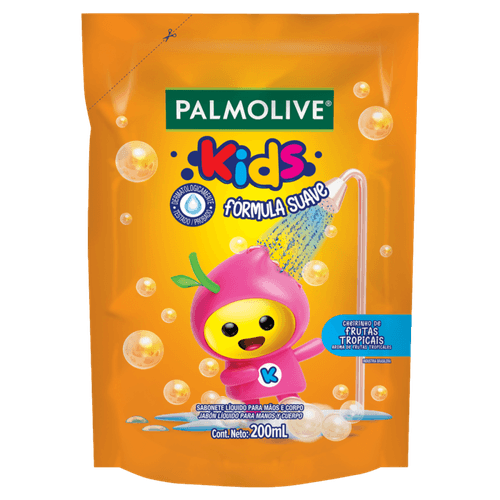 Sabonete Líquido Mãos e Corpo Frutas Tropicais Palmolive Kids Sachê 200ml Refil