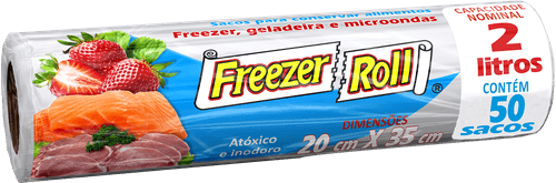 Saco para Freezer, Geladeira e Micro-Ondas 2l Freezer Roll 20cm x 35cm 50 Unidades