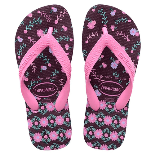 Sandália Havaianas Kids Flores Berinjela Nº 35 / 36 Par
