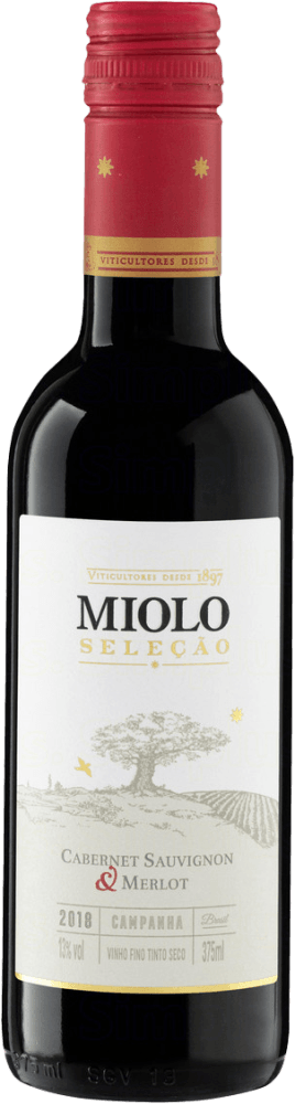 Vinho Brasileiro Tinto Seco Seleção Miolo Cabernet Sauvignon Merlot Campanha Garrafa 375ml