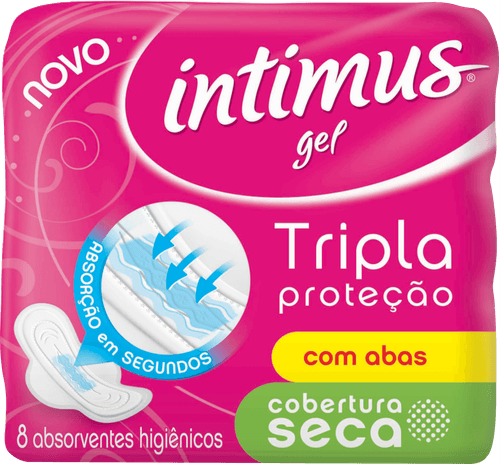 Absorvente sem Abas Intimus Gel Normal Cobertura Suave Pacote com 8 Unidades