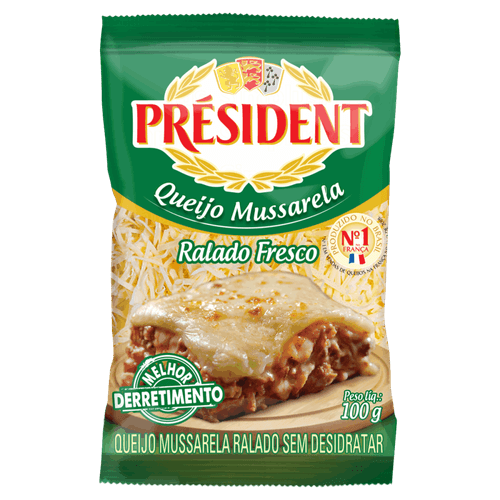 Queijo Mussarela Ralado sem Desidratar Fresco Président Pacote 100g