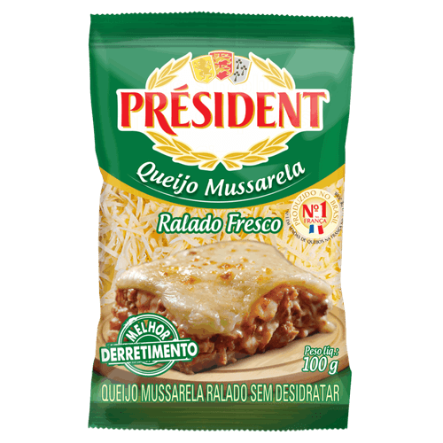 Queijo Mussarela Ralado Fresco Président Pacote 100g