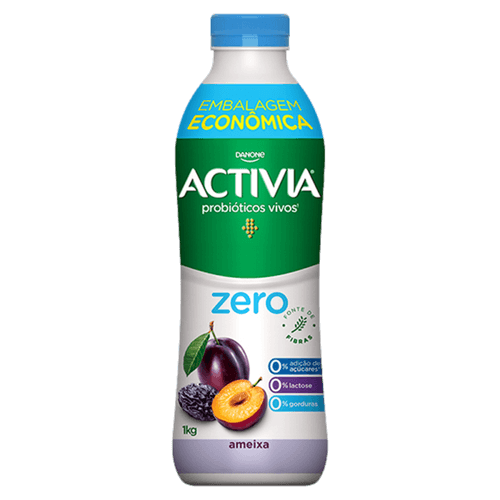 Leite Fermentado Desnatado Ameixa Light Zero Lactose Activia Zero Garrafa 1kg Embalagem Econômica