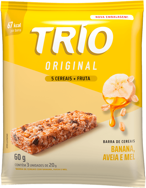 Barra de Cereais Trio Light Banana, Aveia e Mel Pacote 60 g com 3 Unidades