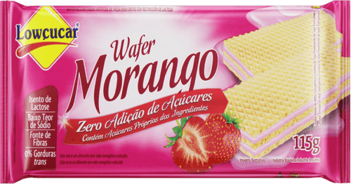 Biscoito Wafer Recheio Morango Zero Lactose Lowçucar Pacote 115g