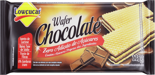 Biscoito Wafer Recheio Chocolate Zero Lactose Lowçucar Pacote 115g