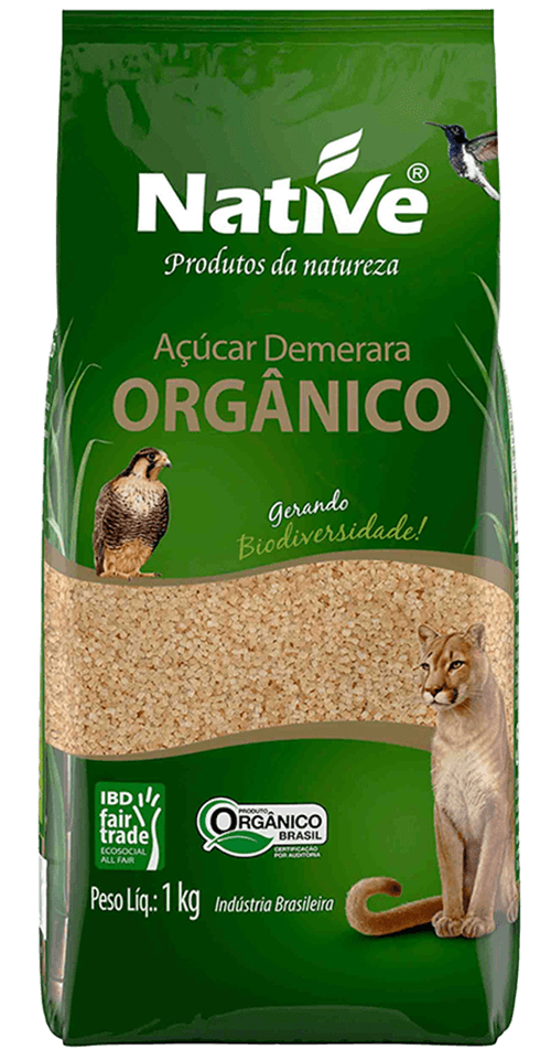 Açúcar Dourado Cristal Native Orgânico Demerara Pacote 1 kg